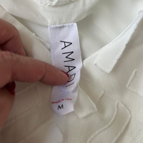 AMANDI Anthropologie White Layered Ruffle Camisole Blouse Top -sz M - Picture 6 of 6